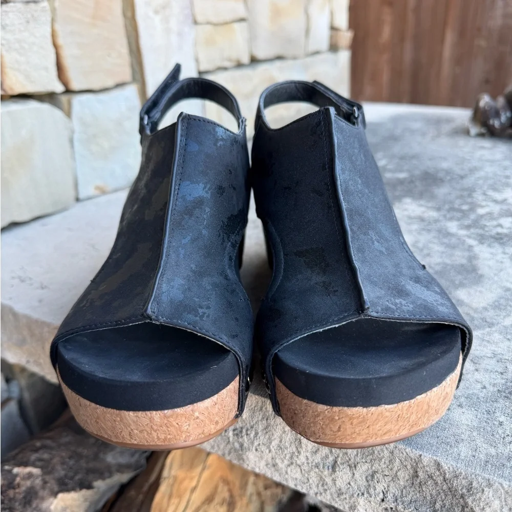 Corkys‎ Carley Black Wedge Sandals Sz-7. V